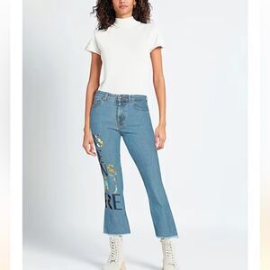 Versace Jeans Couture Brand Logo Appliqués High Waist Cropped Jeans.Size 27